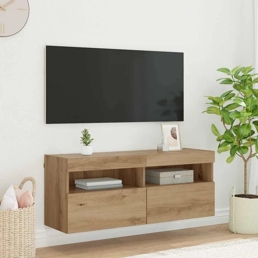 Meuble TV mural 100 x 30 x 40 cm Chêne artisanal