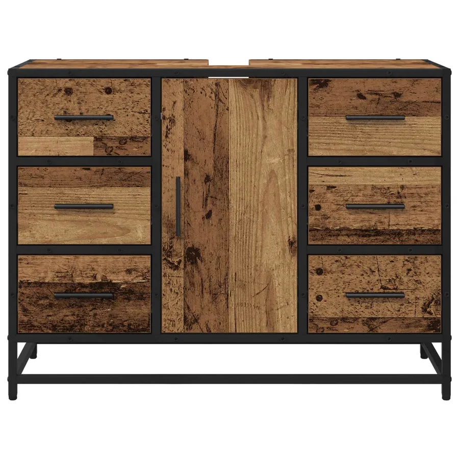 Cabinet de salle de bain avec porte Bois Ancien 80 x 33 x 60 cm - 6