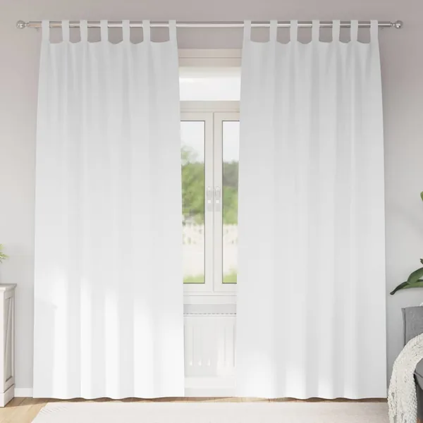 Rideaux occultants avec anneaux 2 pcs Blanc pur 225 x 140 cm