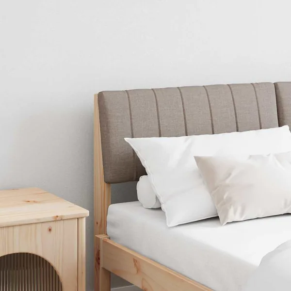 Tête de lit capitonnée Taupe 135 cm Pin massif