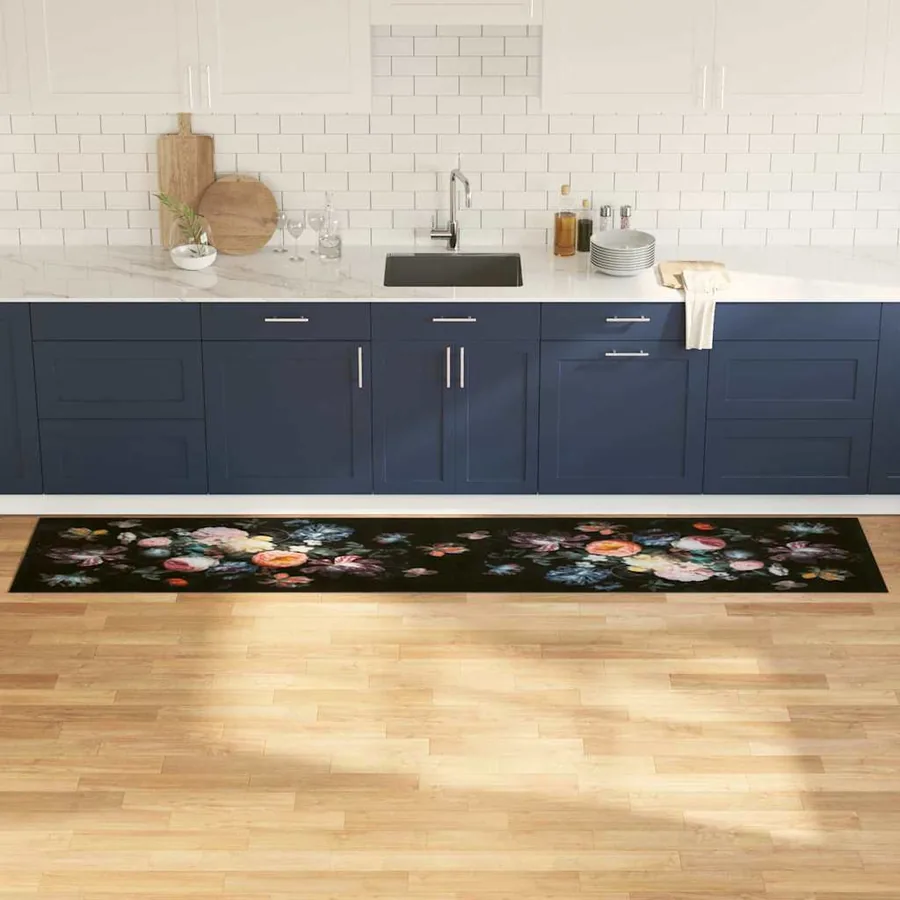 Tapis de Cuisine Noir 300 x 60 cm Velours