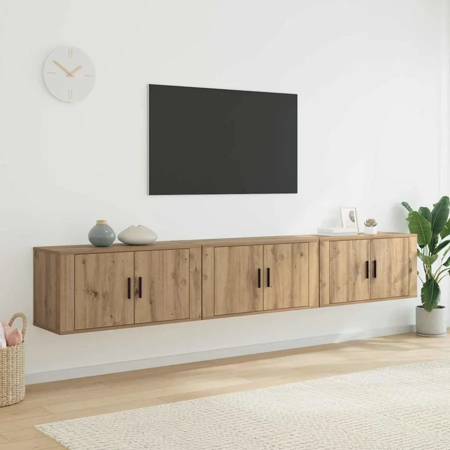 Ensemble de meuble TV mural 3 pcs Chêne artisanal