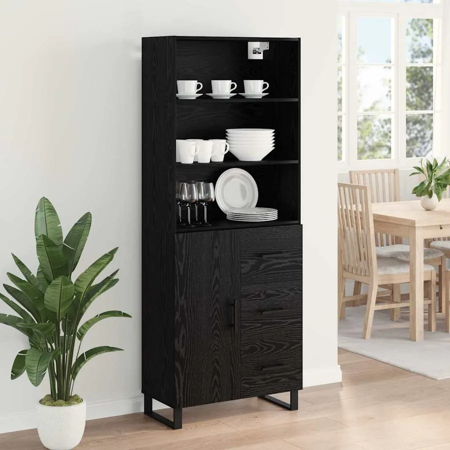 Haut Armoire avec tiroir 2 pcs Chêne noir Bois d'ingénierie - 4