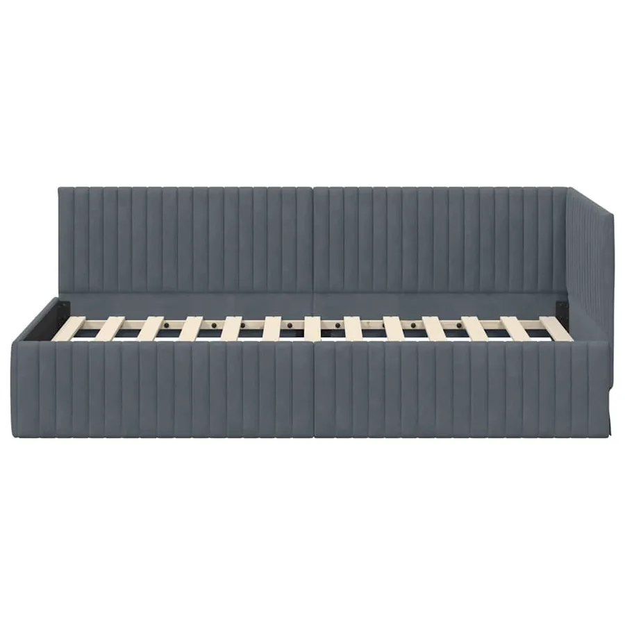 Cadre de lit d'angle Gris foncé 90 cm x 200 cm Velours - 5