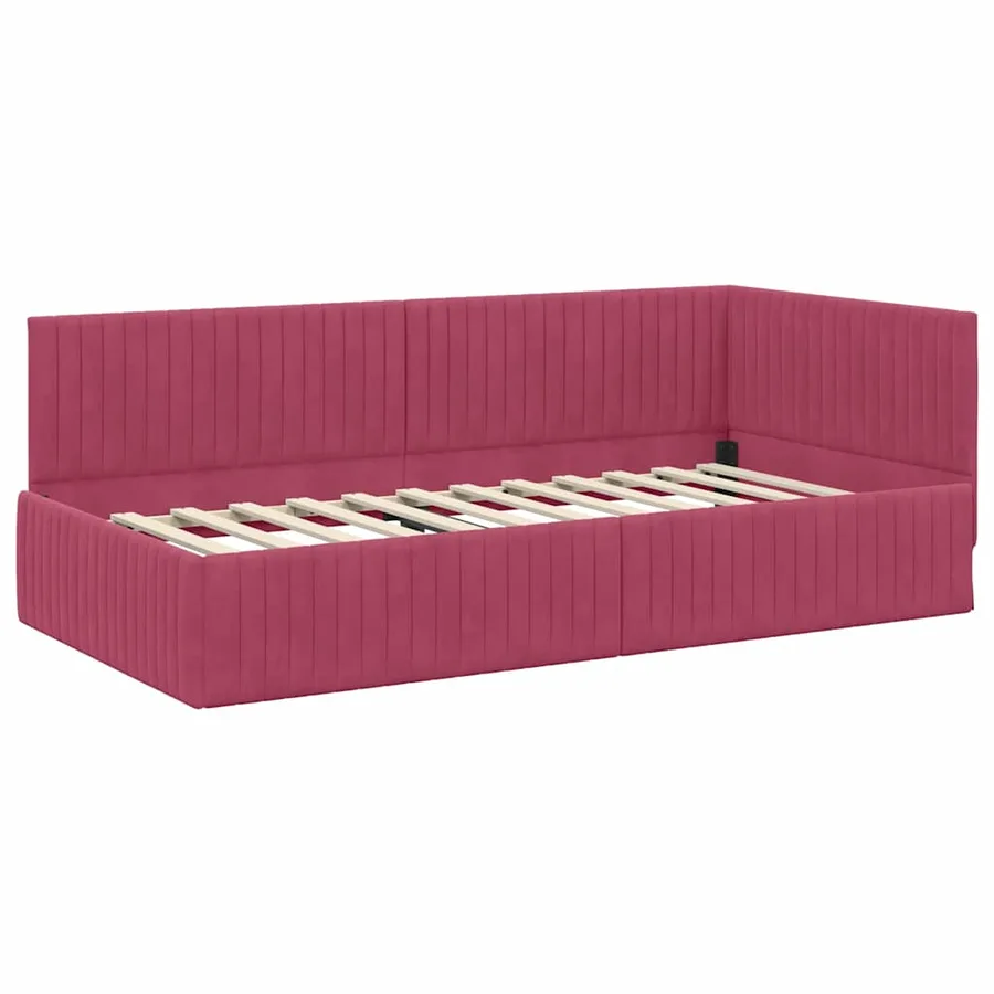 Cadre de lit d'angle avec matelas 2 pcs Vert Velours - 6
