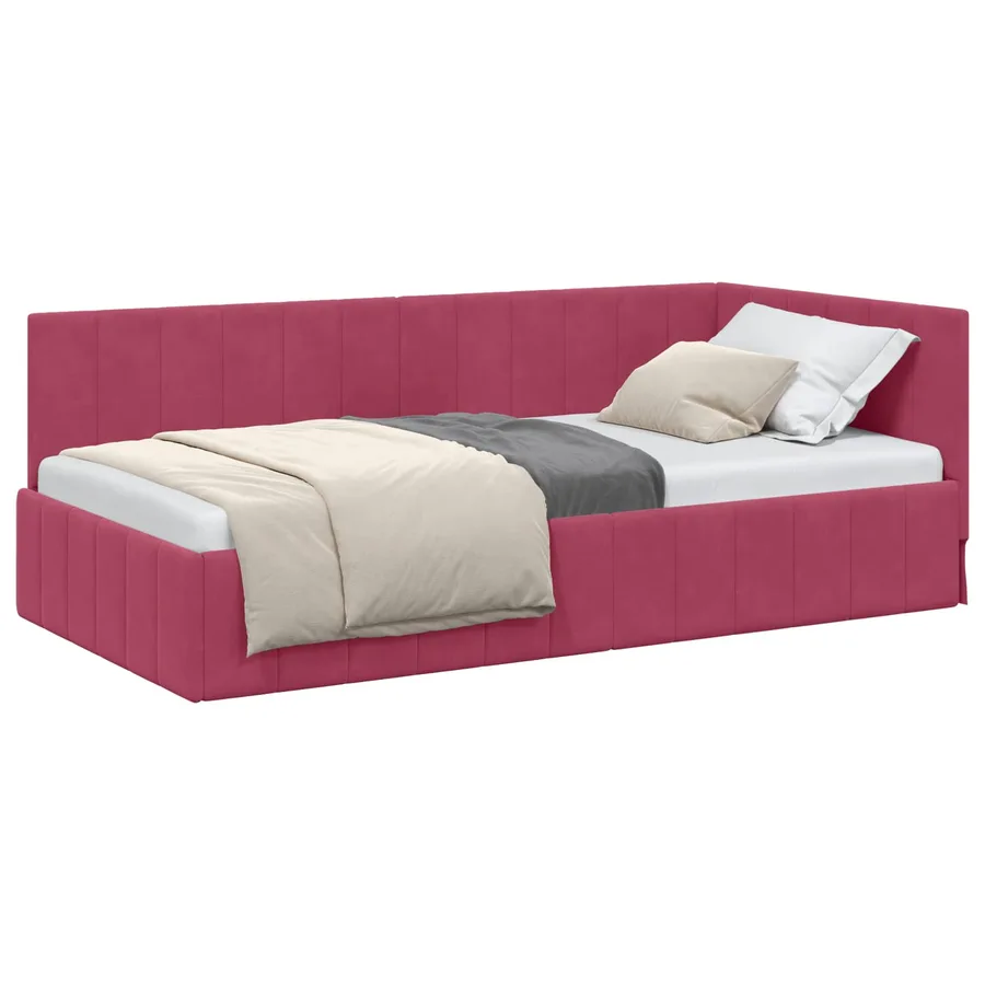 Cadre de lit d'angle Bordeaux 90 cm x 190 cm Velours - 2
