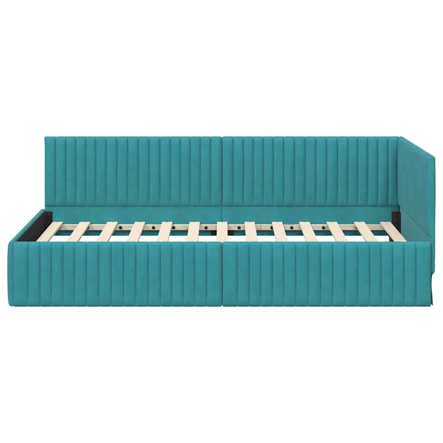 Cadre de lit d'angle Turquoise 100 cm x 200 cm Velours - 5