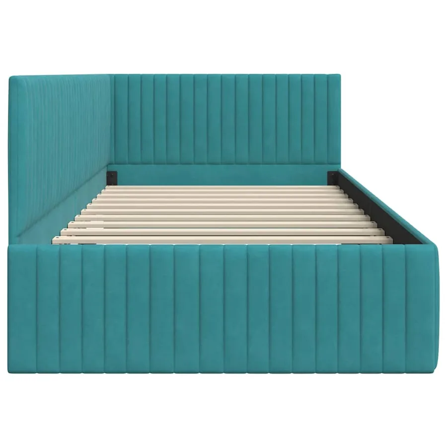 Cadre de lit d'angle Turquoise 100 cm x 200 cm Velours - 6