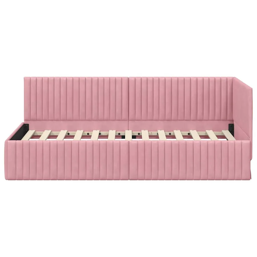 Cadre de lit d'angle Rose 90 cm x 190 cm Velours - 5