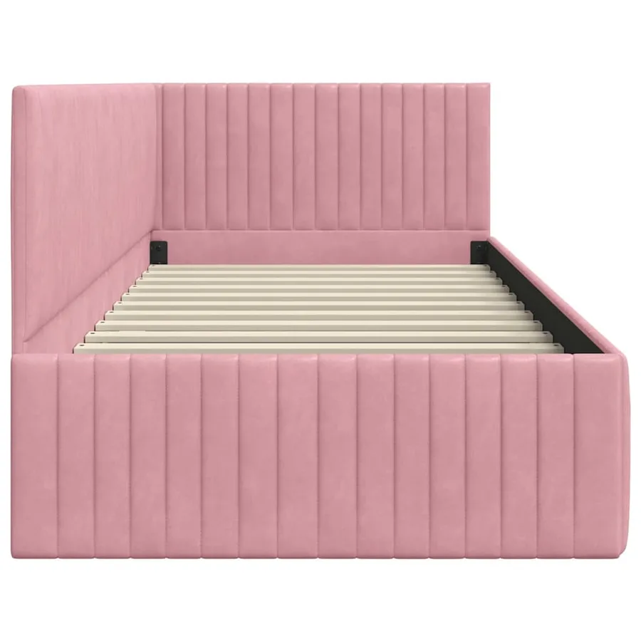 Cadre de lit d'angle Rose 90 cm x 190 cm Velours - 6