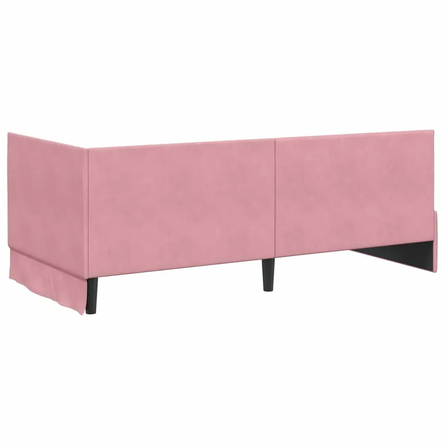 Cadre de lit d'angle Rose 90 cm x 190 cm Velours - 7