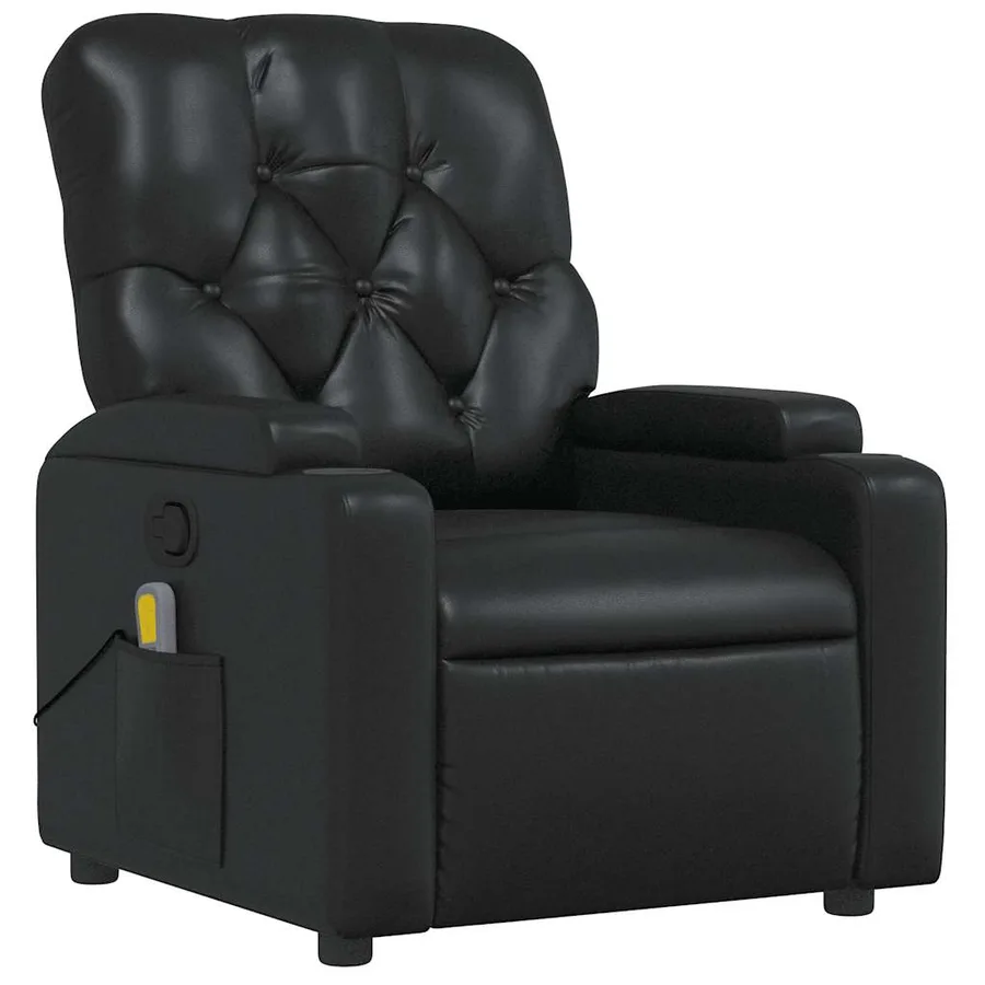 Fauteuil de massage inclinable Noir Similicuir - 4
