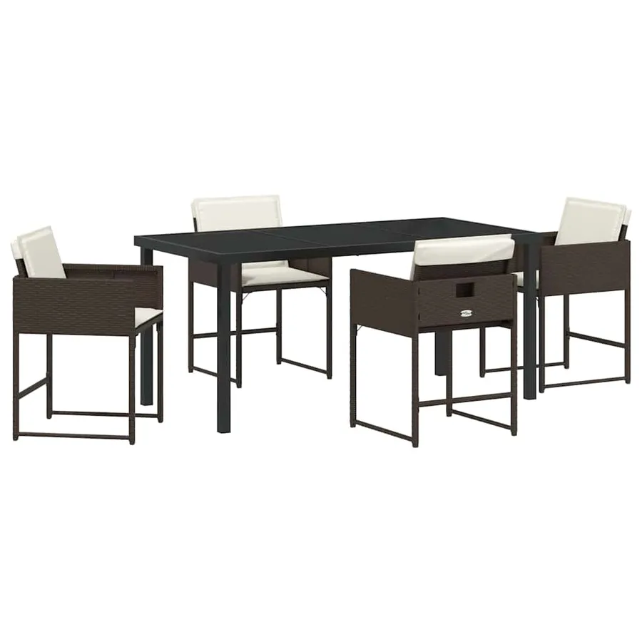 Ensemble de salle à manger pour jardin 5 pcs Marron polyrotin - 2