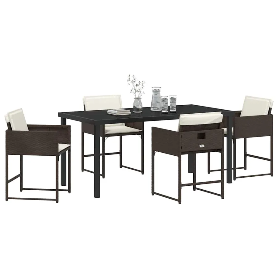 Ensemble de salle à manger pour jardin 5 pcs Marron polyrotin - 3