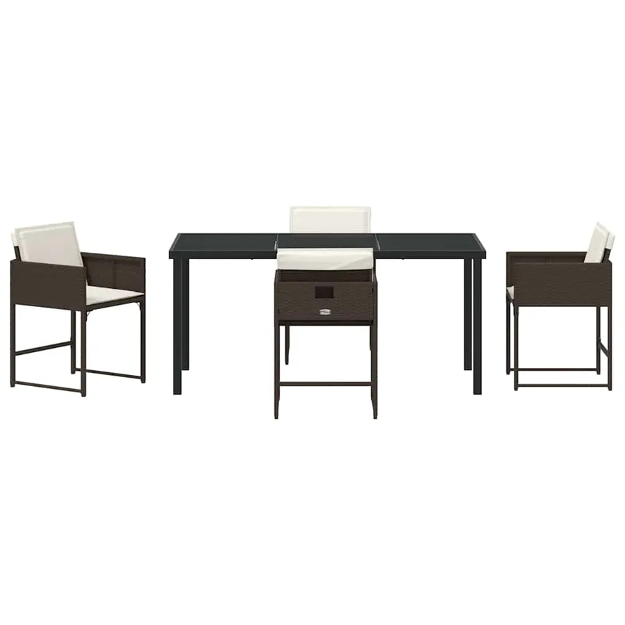 Ensemble de salle à manger pour jardin 5 pcs Marron polyrotin - 7