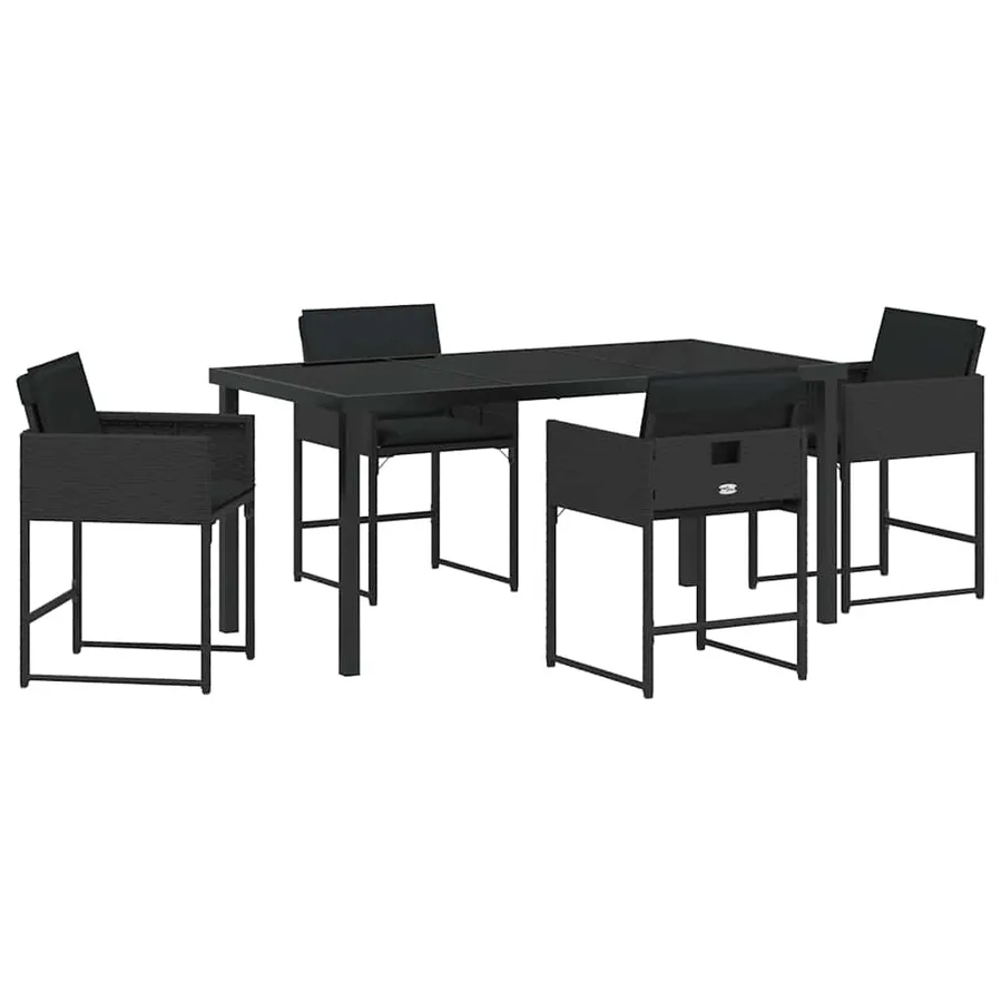 Ensemble de salle à manger pour jardin 5 pcs Noir polyrotin - 2
