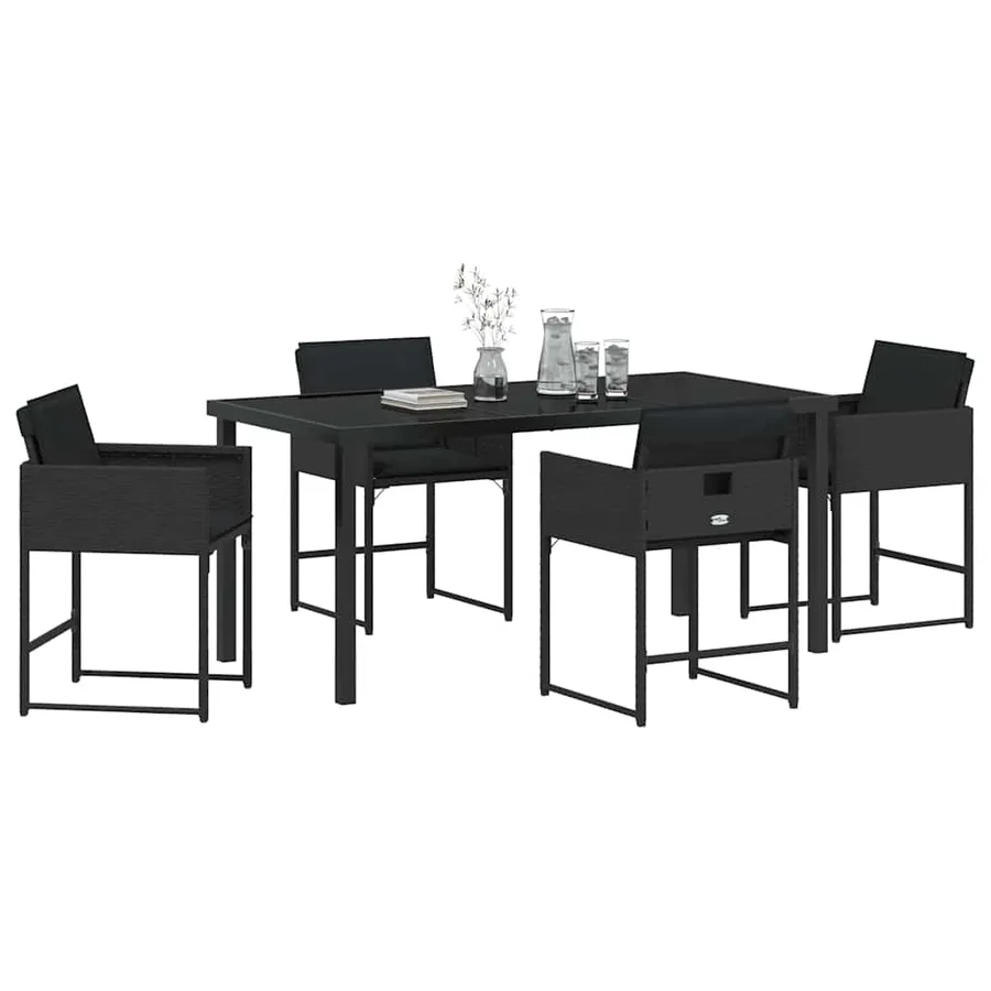 Ensemble de salle à manger pour jardin 5 pcs Noir polyrotin - 3