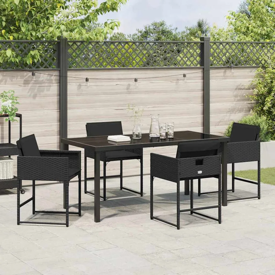 Ensemble de salle à manger pour jardin 5 pcs Noir polyrotin - 4