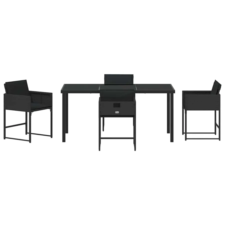 Ensemble de salle à manger pour jardin 5 pcs Noir polyrotin - 7