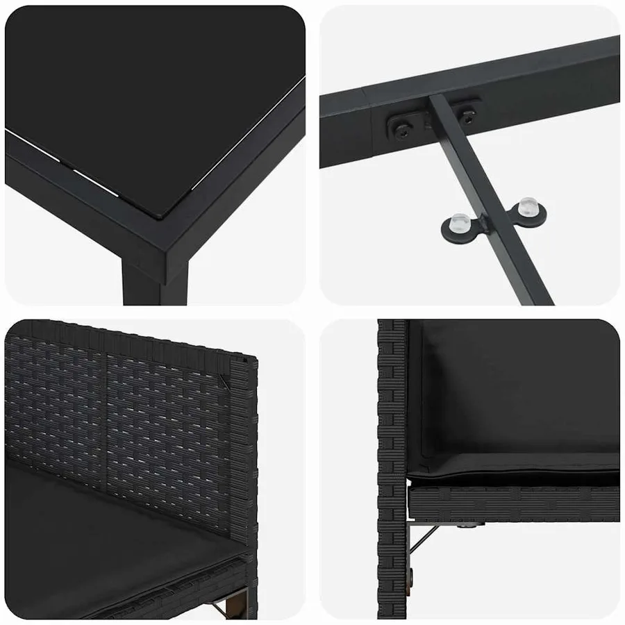 Ensemble de salle à manger pour jardin 5 pcs Noir polyrotin - 9