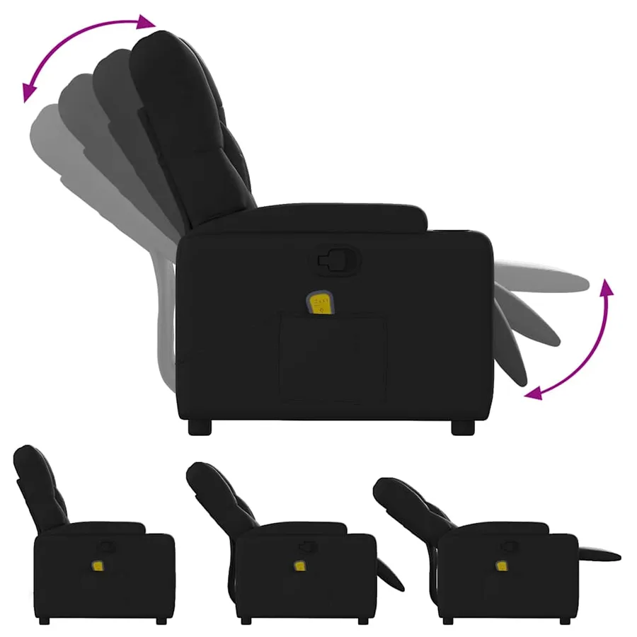 Fauteuil de massage inclinable noir similicuir - 5