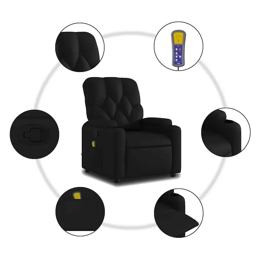 Fauteuil de massage inclinable noir similicuir - 6