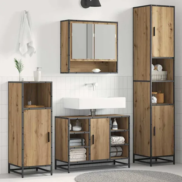 Ensemble de mobilier de salle de bain Chêne artisanal