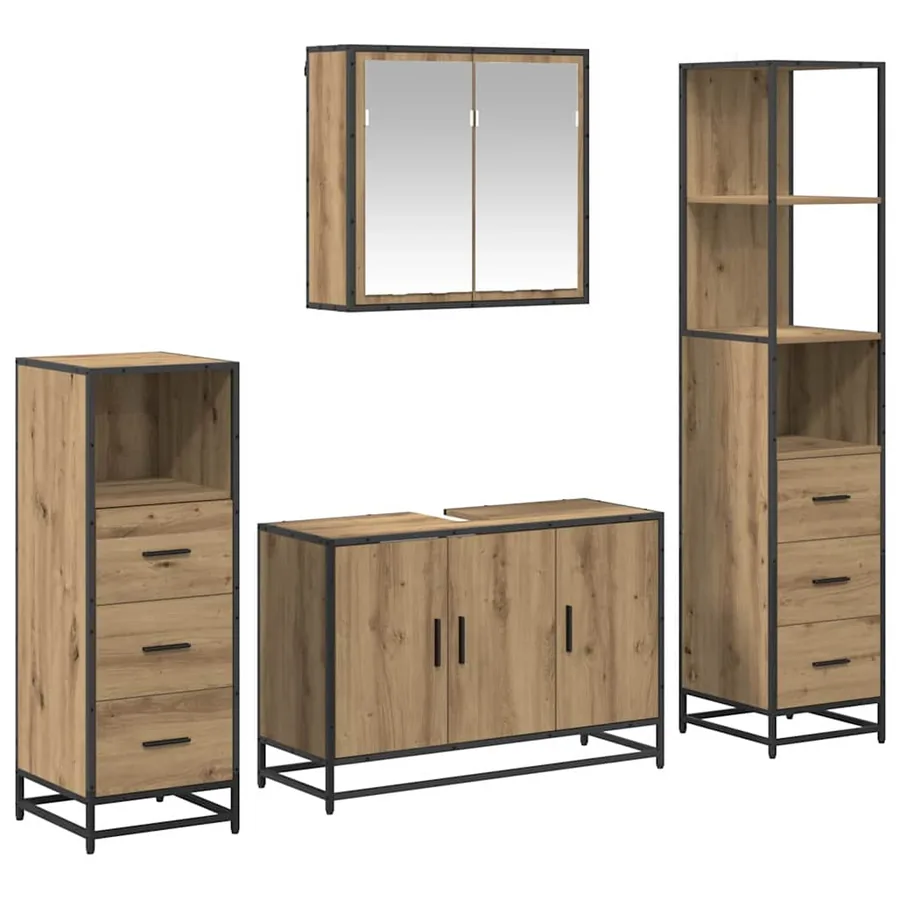 Ensemble de mobilier de salle de bain 4 pc Chêne artisanal - 2