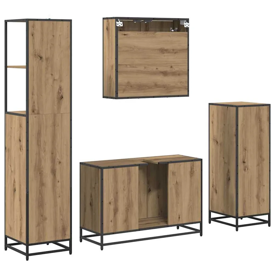 Ensemble de mobilier de salle de bain 4 pc Chêne artisanal - 8