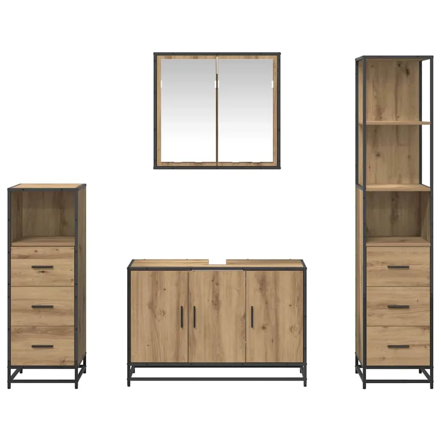 Ensemble de mobilier de salle de bain 4 pc Chêne artisanal - 9