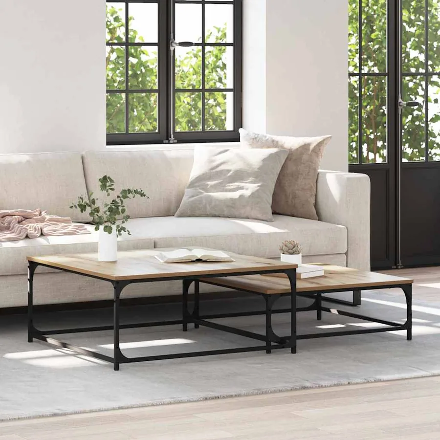 Table basse 2 pcs Chêne artisanal 80 x 80 x 35 cm