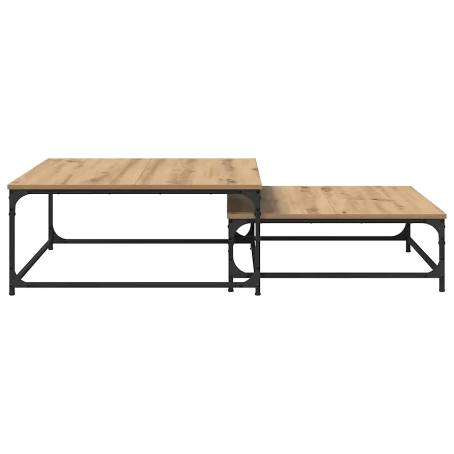 Table basse 2 pcs Chêne artisanal 80 x 80 x 35 cm - 5