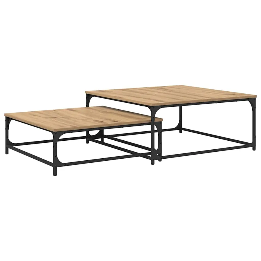Table basse 2 pcs Chêne artisanal 80 x 80 x 35 cm - 7
