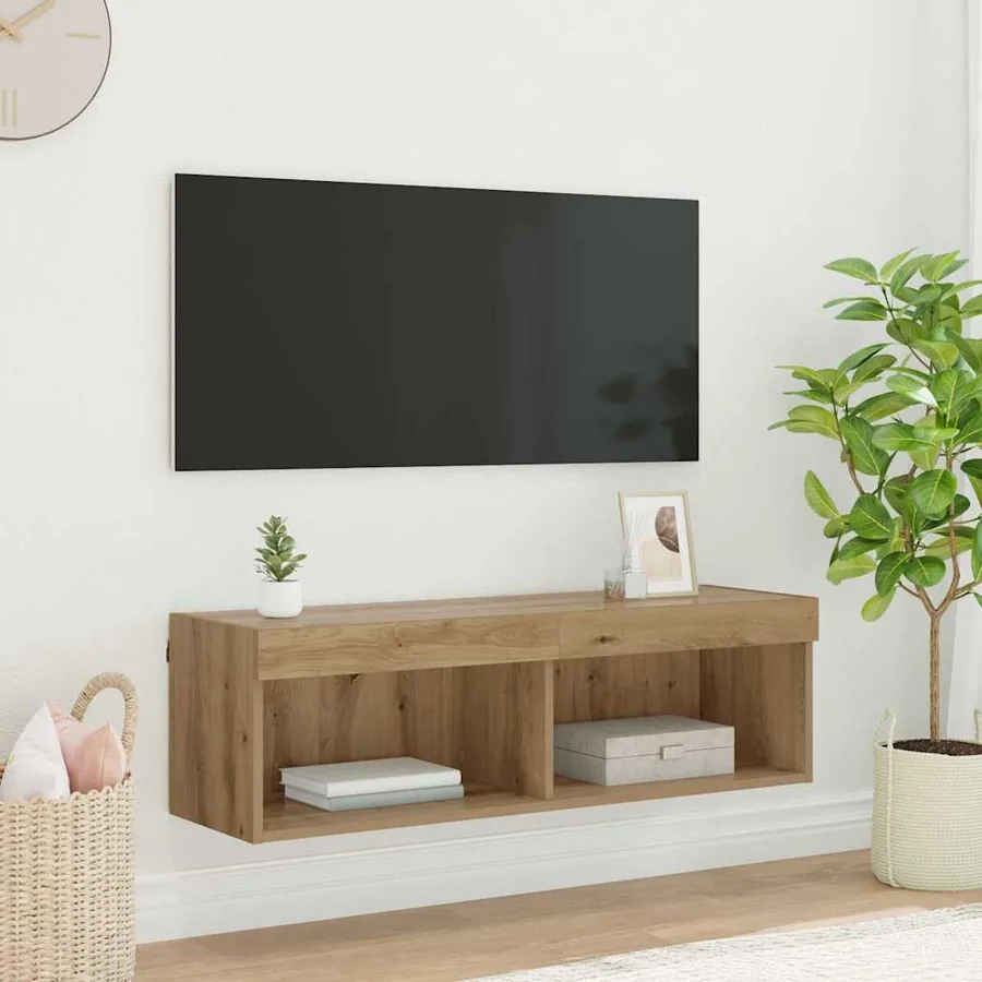 Meuble TV mural 100 x 30 x 30 cm Chêne artisanal