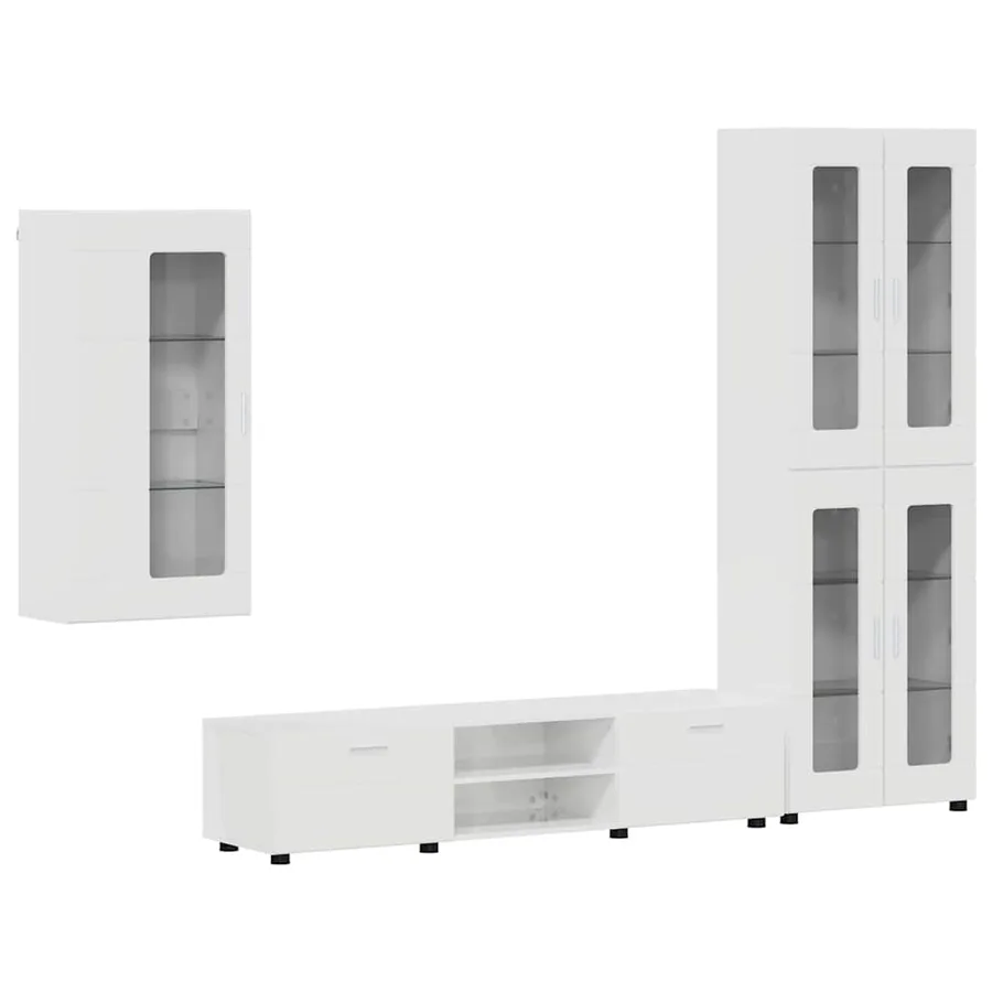Ensemble meuble TV avec tiroir FLORIN 3 pcs Blanc brillant - 2