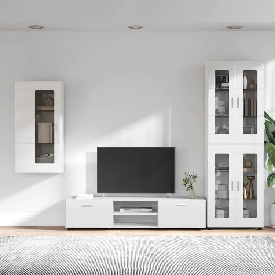 Ensemble meuble TV avec tiroir FLORIN 3 pcs Blanc brillant - 4