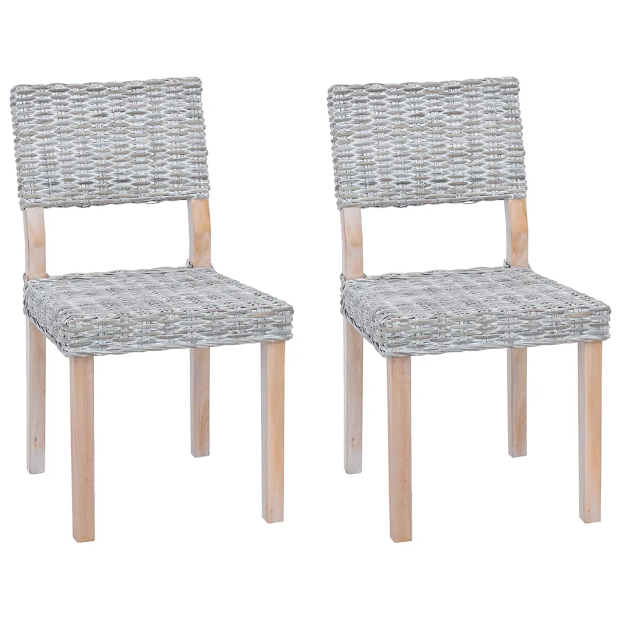 Chaise de salle à manger 2 pcs Rattan Kubu Blanchiment - 2