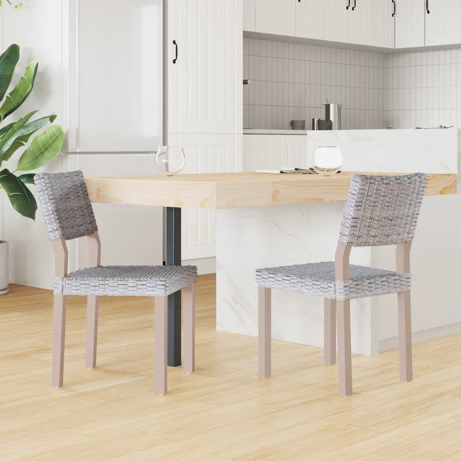 Chaise de salle à manger 2 pcs Rattan Kubu Blanchiment - 3