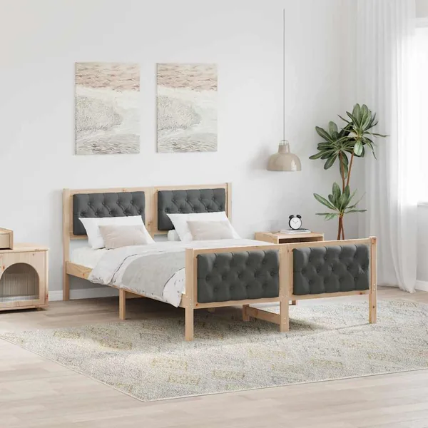 Cadre de lit Gris foncé 150 x 200 cm Pin massif