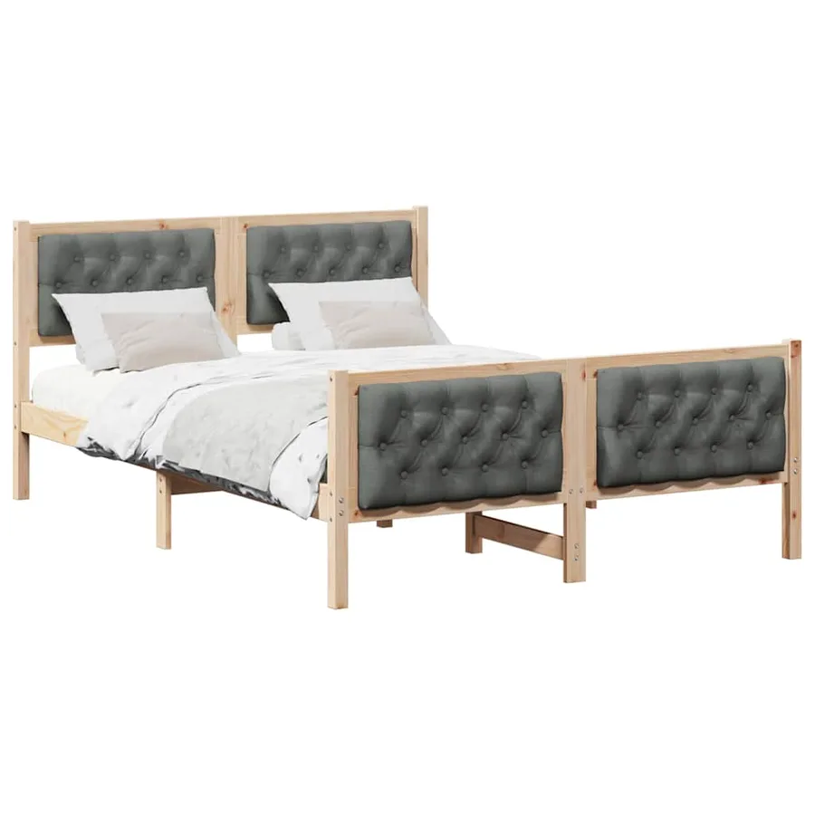 Cadre de lit Gris foncé 150 x 200 cm Pin massif - 3