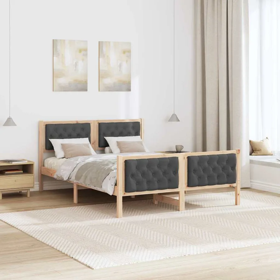 Cadre de lit Gris foncé 150 x 200 cm Pin massif - 4