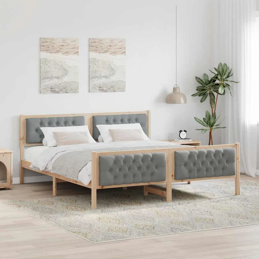 Cadre de lit Gris clair 180 x 200 cm Pin massif