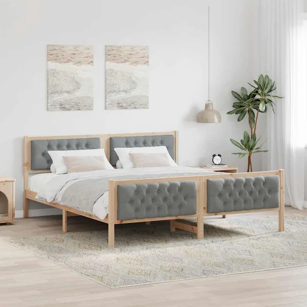 Cadre de lit Gris clair 180 x 200 cm Pin massif