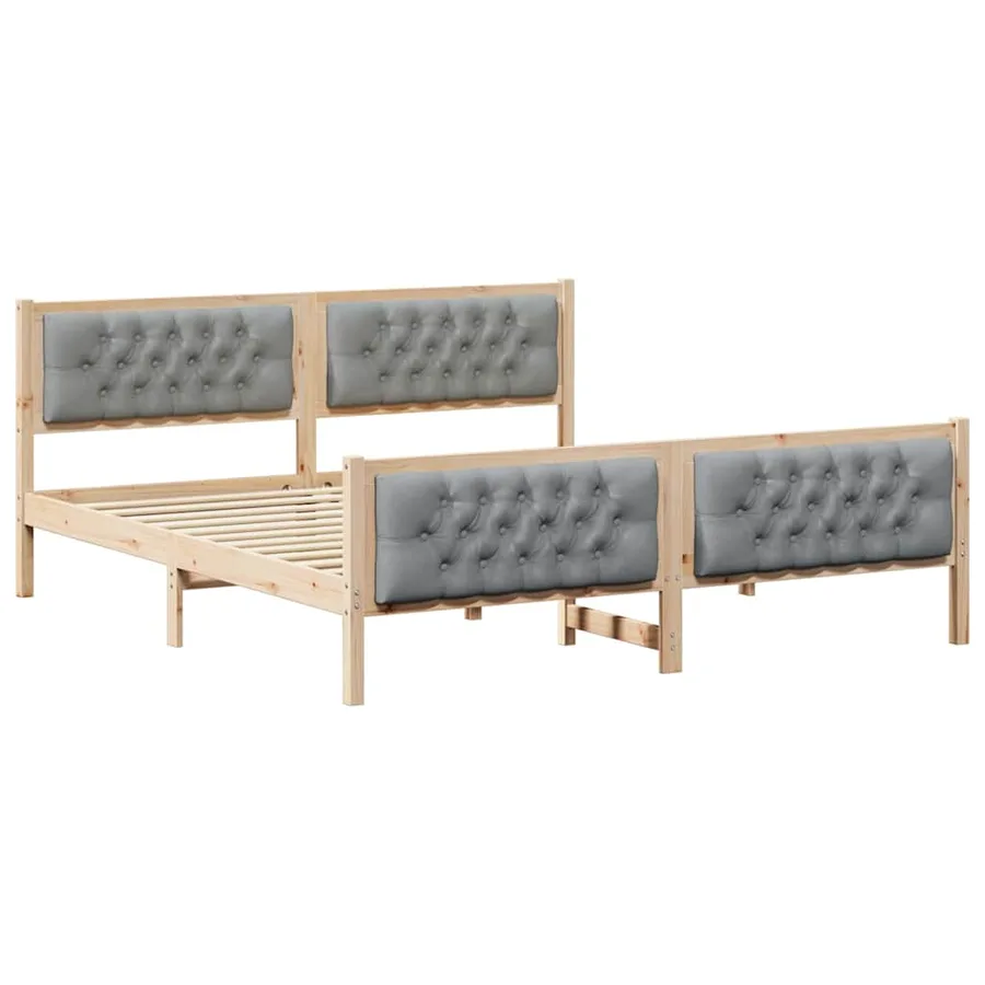 Cadre de lit Gris clair 180 x 200 cm Pin massif - 2