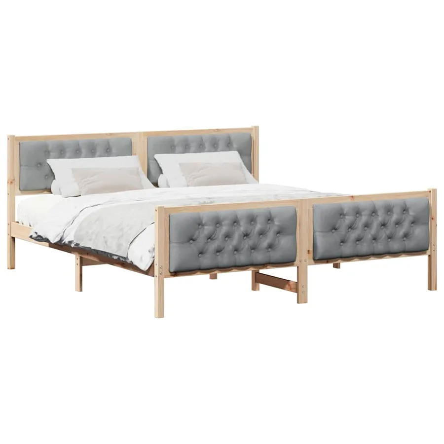 Cadre de lit Gris clair 180 x 200 cm Pin massif - 3