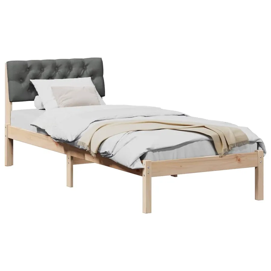 Cadre de lit avec tête de lit marron et gris foncé 75 x 190 cm - 3
