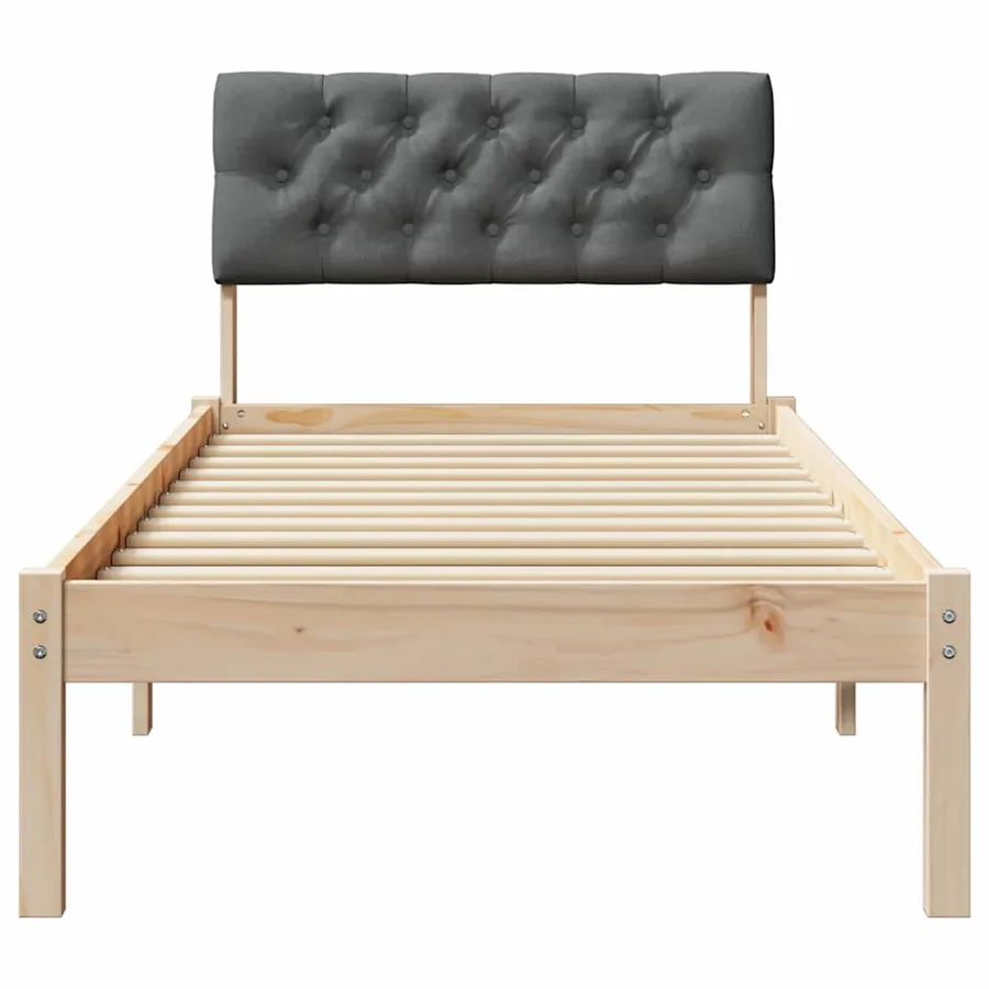 Cadre de lit avec tête de lit marron et gris foncé 75 x 190 cm - 5