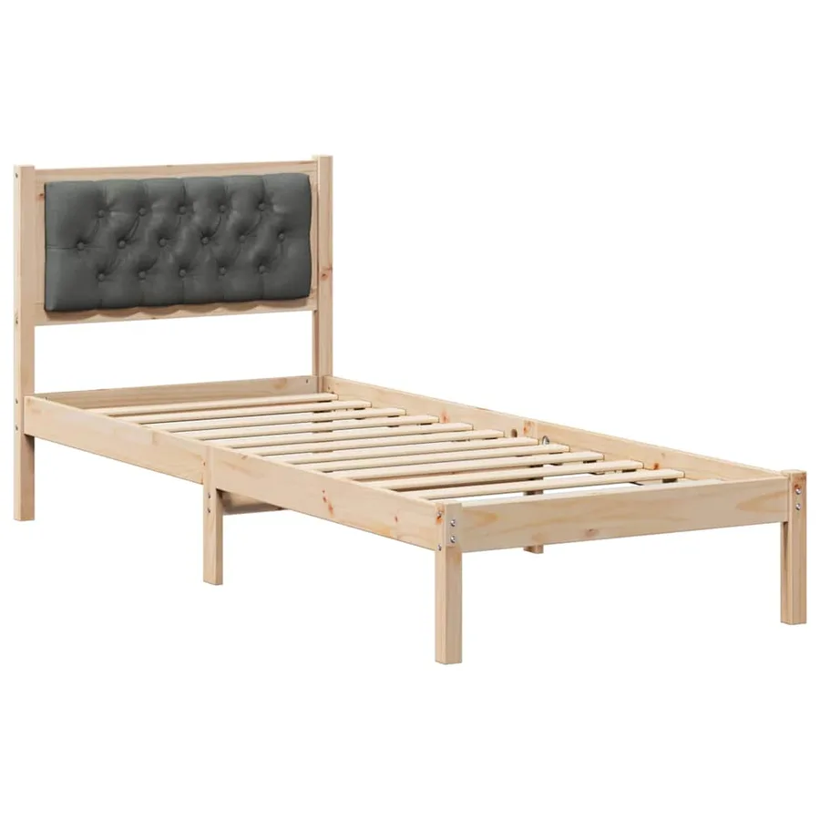 Cadre de lit avec tête de lit Gris foncé 90 x 190 cm Pin massif - 2