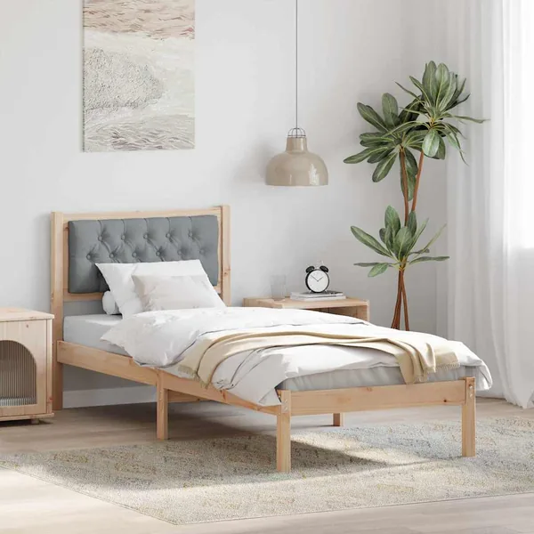 Cadre de lit avec tête de lit Gris clair 80 x 200 cm Pin massif