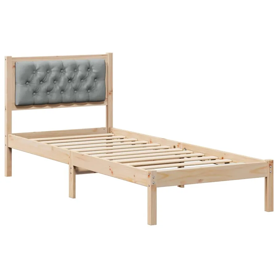 Cadre de lit avec tête de lit Gris clair 80 x 200 cm Pin massif - 2